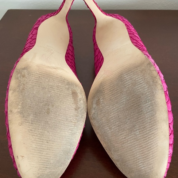 Ann Taylor OE Perfect Exotic Faux Snakeskin Pumps In Fuchsia/Pink Size US 7.5 - Picture 5 of 9